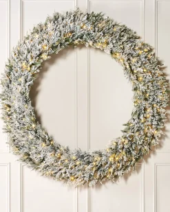 WeRChristmas Pre-Lit Snow Flocked Natural Fir Majestic Wreath, 1.5 M