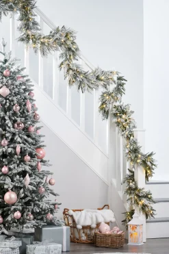 WeRChristmas Pre-Lit Snow Flocked Natural Fir Garland, 18 Ft