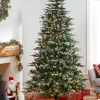 WeRChristmas Pre-Lit Snow Flocked Norwegian Spruce Christmas Tree, 7 Ft