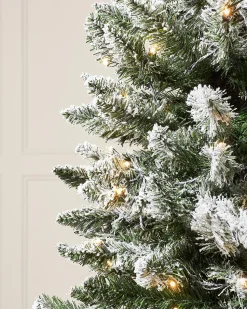 WeRChristmas Pre-Lit Snow Flocked Pencil Christmas Tree, 6.5 Ft