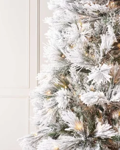 WeRChristmas Pre-Lit Snow Flocked Pine Needle Christmas Tree, 5 Ft