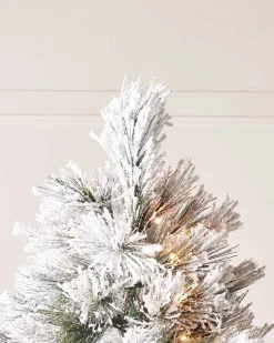 WeRChristmas Pre-Lit Snow Flocked Pine Needle Christmas Tree, 6 Ft