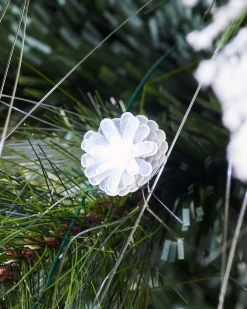 WeRChristmas Pre-Lit Snow Flocked Pinecones & Berries Fibre Optic Christmas Tree, 6 Ft