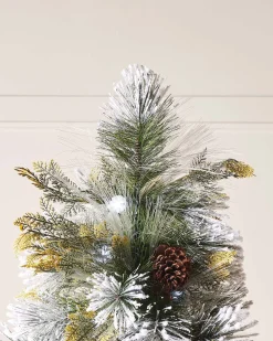 WeRChristmas Pre-Lit Snow Flocked Pinecones & Berries Fibre Optic Christmas Tree, 6 Ft