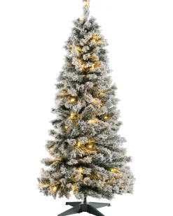 WeRChristmas Pre-Lit Snow Flocked Pop-Up Christmas Tree, 5 Ft