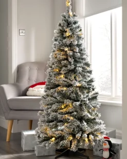 WeRChristmas Pre-Lit Snow Flocked Pop-Up Christmas Tree, 6 Ft