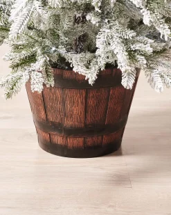 WeRChristmas Pre-Lit Snow Flocked Potted Christmas Tree, 4 Ft