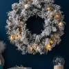 WeRChristmas Pre-Lit Snow Flocked Spruce Wreath, 60 Cm