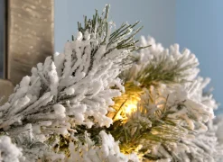 WeRChristmas Pre-Lit Snow Flocked Spruce Garland, 9 Ft
