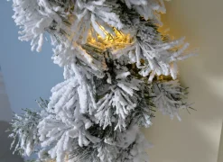 WeRChristmas Pre-Lit Snow Flocked Spruce Garland, 9 Ft