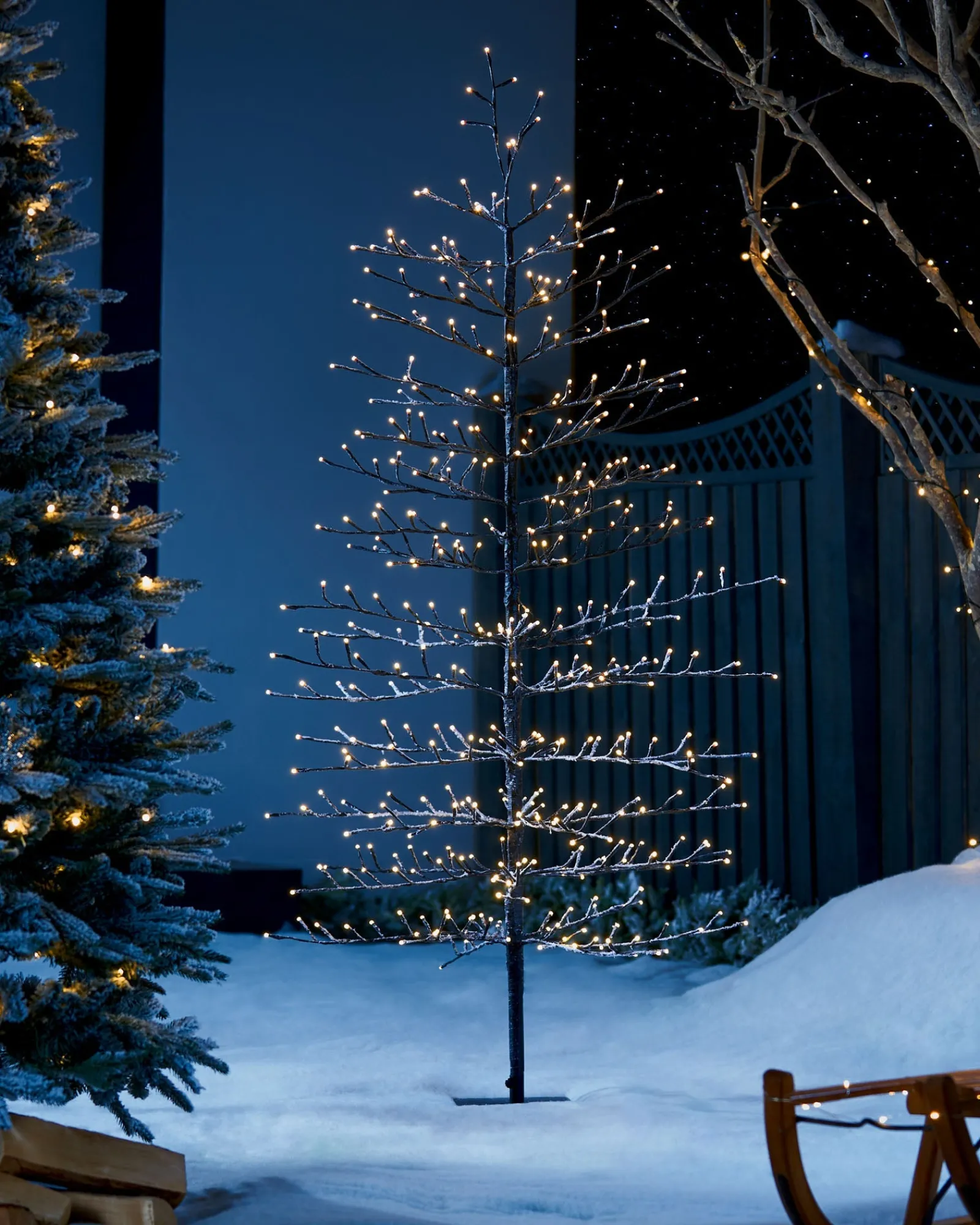 WeRChristmas Pre-Lit Snow Flocked Twig Tree, 6 Ft