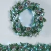 WeRChristmas Pre-Lit Snow Flocked Wreath, Pinecones, 60 Cm