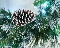 WeRChristmas Pre-Lit Snow Flocked Wreath, Pinecones, 60 Cm