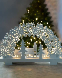 WeRChristmas Pre-Lit Snowflake And Village Scene Arch, 32 Cm