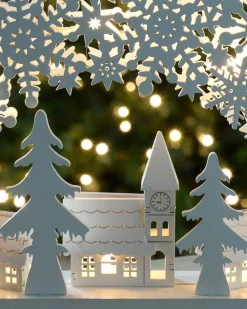 WeRChristmas Pre-Lit Snowflake And Village Scene Arch, 32 Cm