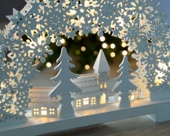 WeRChristmas Pre-Lit Snowflake And Village Scene Arch, 32 Cm