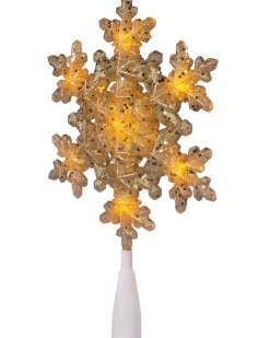 WeRChristmas Pre-Lit Snowflake Christmas Tree Topper, Gold, 29 Cm