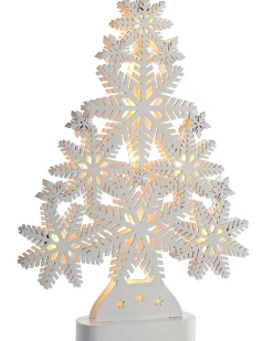 WeRChristmas Pre-Lit Snowflake Tree Table Christmas Decoration, 39.5 Cm