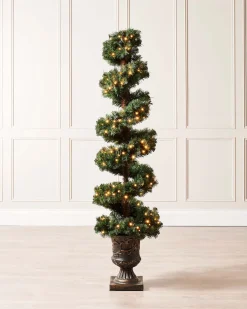 WeRChristmas Pre-Lit Spiral Potted Christmas Tree, 6 Ft