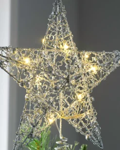 WeRChristmas Pre-Lit Star Christmas Tree Topper, Silver, 31 Cm