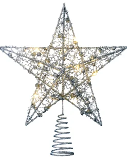 WeRChristmas Pre-Lit Star Christmas Tree Topper, Silver, 31 Cm
