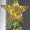 WeRChristmas Pre-Lit Star Christmas Tree Topper, Gold, 31 Cm