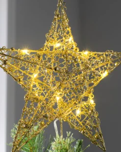 WeRChristmas Pre-Lit Star Christmas Tree Topper, Gold, 31 Cm