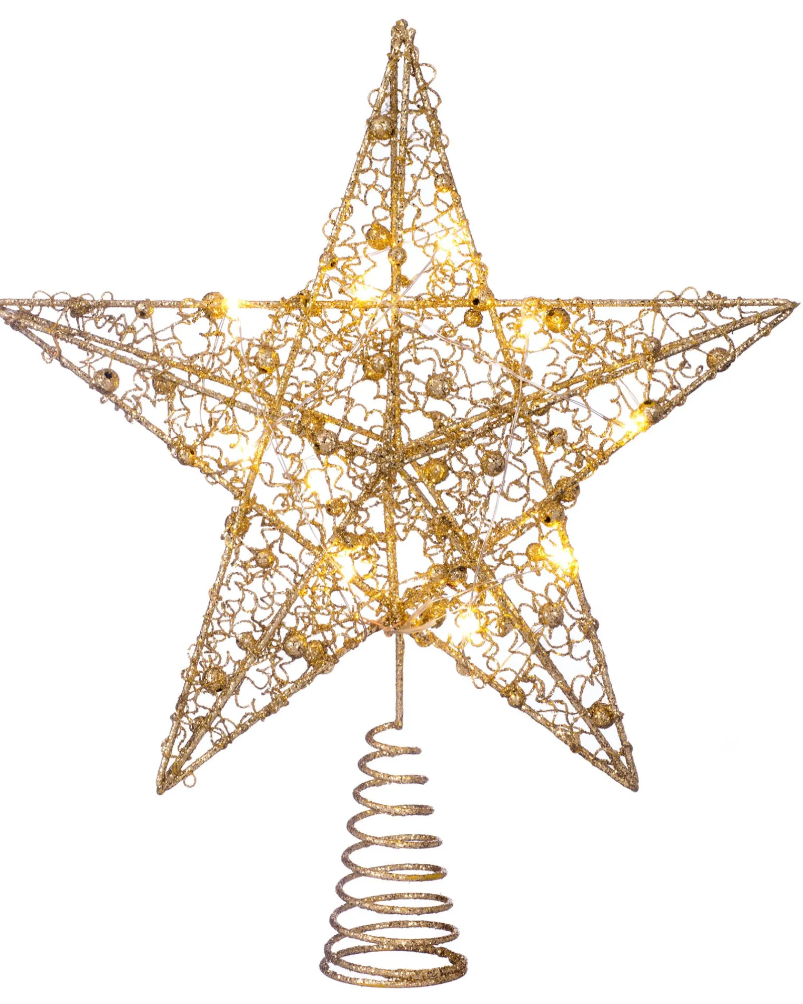 WeRChristmas Pre-Lit Star Christmas Tree Topper, Gold, 31 Cm