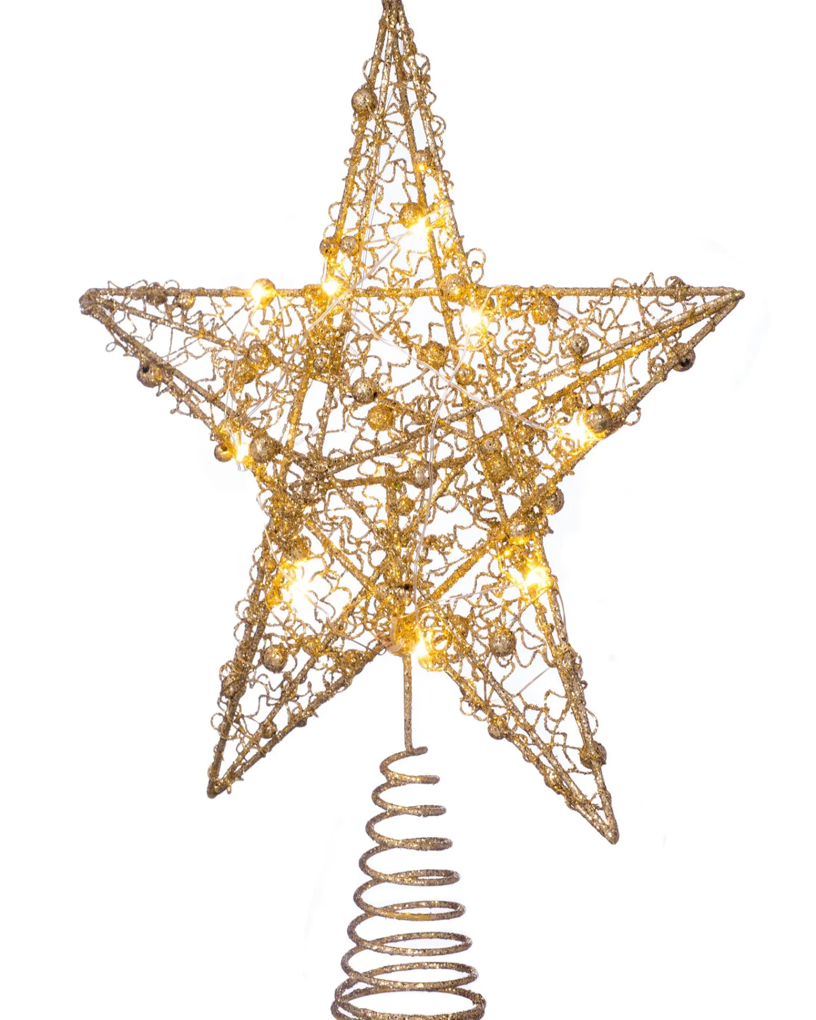 WeRChristmas Pre-Lit Star Christmas Tree Topper, Gold, 31 Cm
