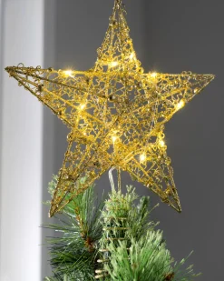 WeRChristmas Pre-Lit Star Christmas Tree Topper, Gold, 31 Cm