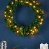 WeRChristmas Pre-Lit Timberland Spruce Wreath, 60 Cm