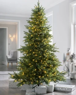 WeRChristmas Pre-Lit Traditional Fir Multi-Function Christmas Tree, 8 Ft