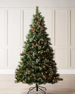 WeRChristmas Pre-Lit Victorian Frosted Berries & Pinecones Christmas Tree, 6 Ft