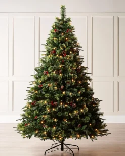 WeRChristmas Pre-Lit Victorian Mixed Tip Berries & Pinecones Christmas Tree, 5 Ft