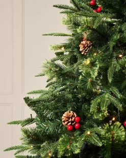 WeRChristmas Pre-Lit Victorian Mixed Tip Berries & Pinecones Christmas Tree, 6 Ft