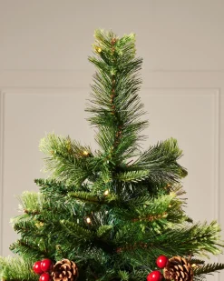 WeRChristmas Pre-Lit Victorian Mixed Tip Berries & Pinecones Christmas Tree, 6 Ft
