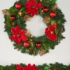 WeRChristmas Pre-Lit Warm White Decorated Wreath, Red/Gold, 60 Cm