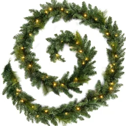 WeRChristmas Pre-Lit Warm White LEDs Garland, 12 Ft