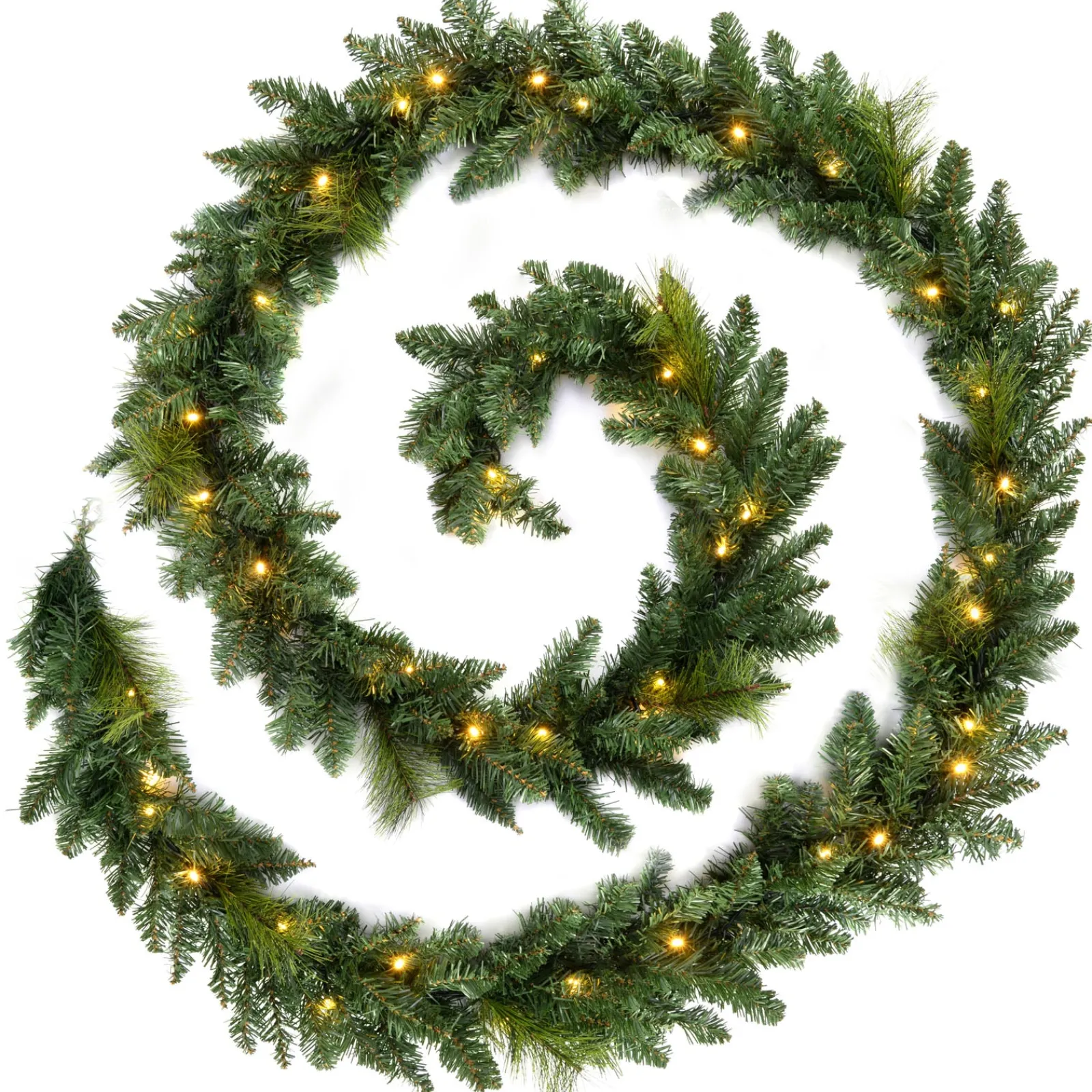 WeRChristmas Pre-Lit Warm White LEDs Garland, 12 Ft