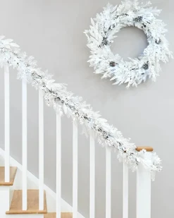 WeRChristmas Pre-Lit White Garland, 9 Ft
