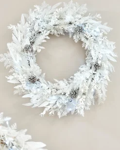 WeRChristmas Pre-Lit White Wreath, 76 Cm