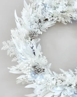 WeRChristmas Pre-Lit White Wreath, 76 Cm