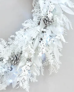 WeRChristmas Pre-Lit White Wreath, 76 Cm