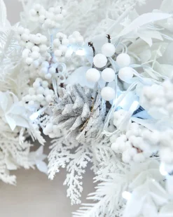 WeRChristmas Pre-Lit White Wreath, 76 Cm