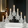 WeRChristmas Pre-Lit Wooden Candle Bridge, White