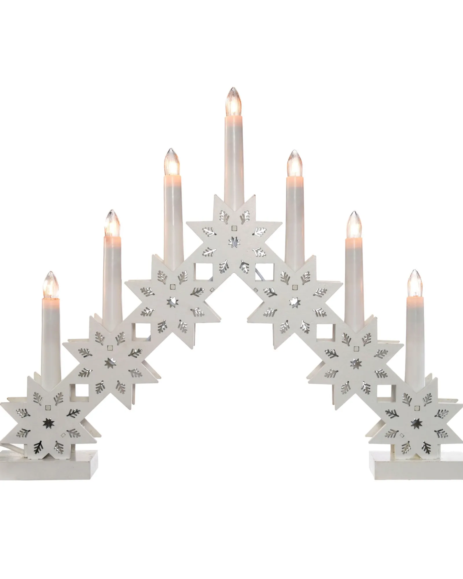 WeRChristmas Pre-Lit Wooden Candle Bridge, White