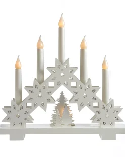 WeRChristmas Pre-Lit Wooden Candle Bridge, 33 Cm