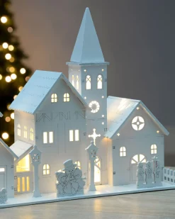 WeRChristmas Pre-Lit Wooden Church Scene, 22 Cm