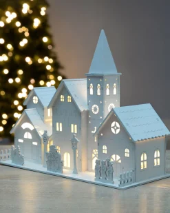 WeRChristmas Pre-Lit Wooden Church Scene, 22 Cm