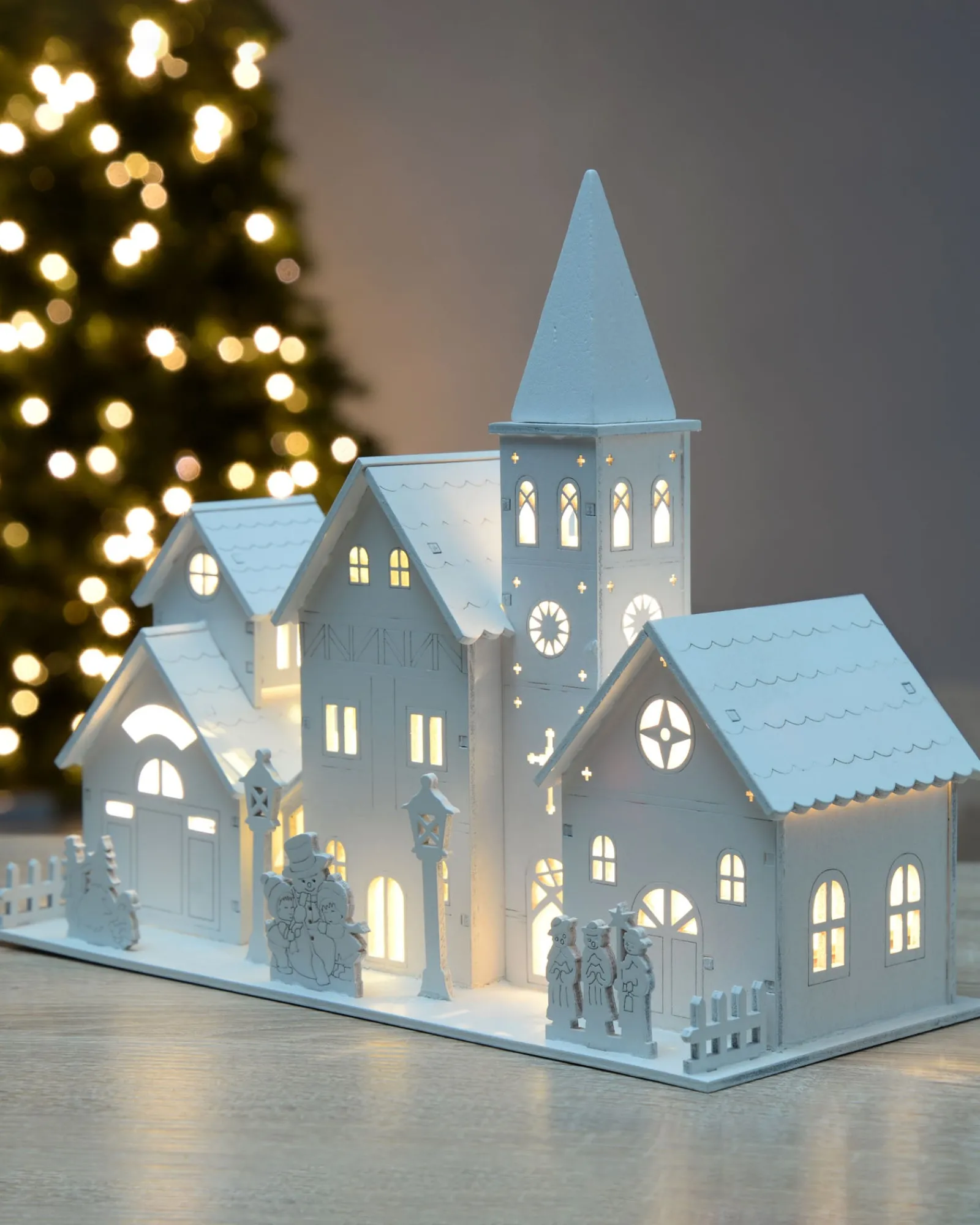 WeRChristmas Pre-Lit Wooden Church Scene, 22 Cm